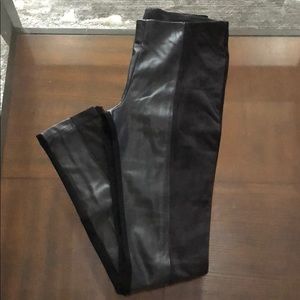 Faux leather and suede front panel leggings
